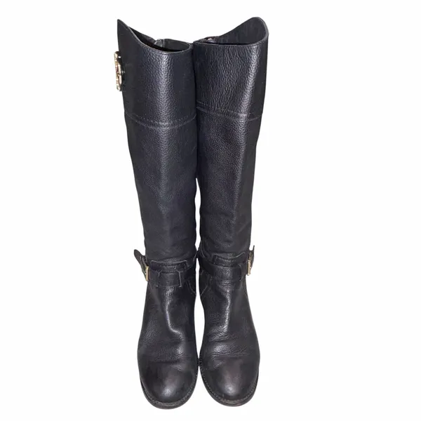 Tory Burch Black Pebbled Leather Teresa Tall Riding Boots Shoes 6 - Image 4