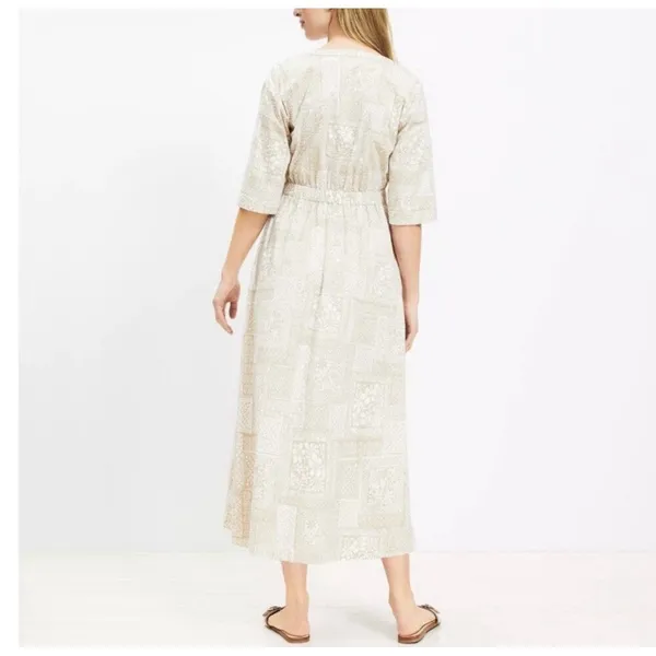 LOFT Tile Utility Midi Pocket Dress Khaki Tan Size 4‎ NEW - Image 3