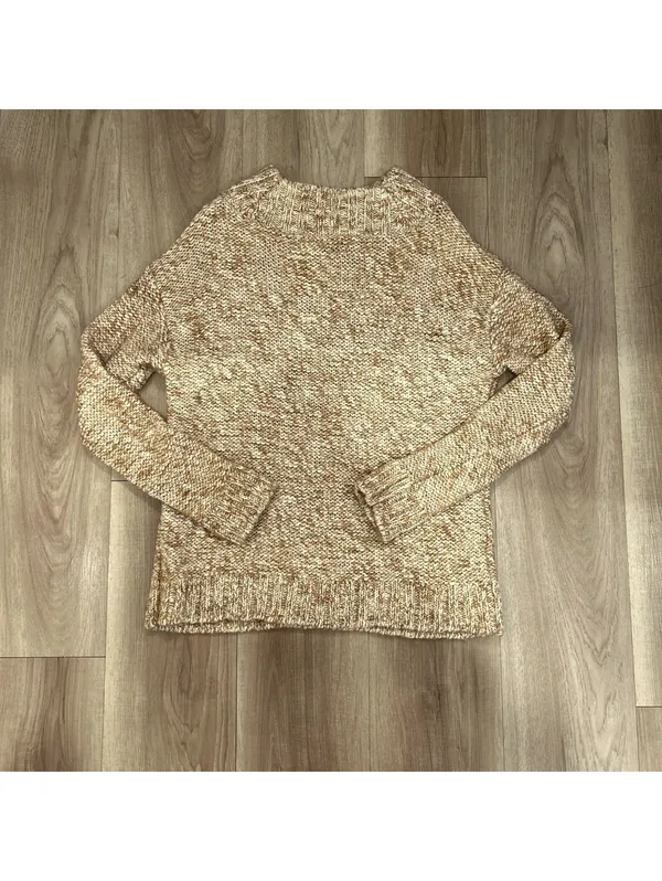 Lord & Taylor Women’s XS Wool Blend Marled Chunky Knit Sweater Rusted Granola - Image 3