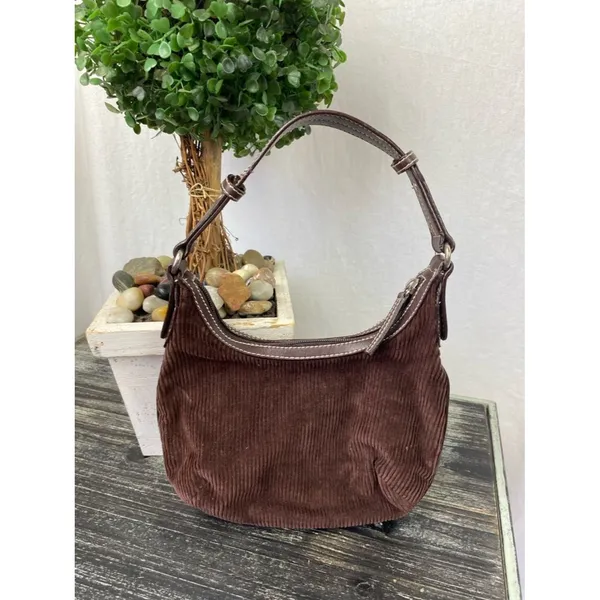 Tommy Hilfiger Brown Corduroy Zip Mini Bag - Image 2