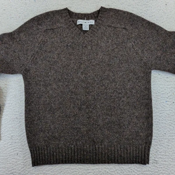 Vtg Pandemonium Womens Brown 100% Wool V-Neck Long Sleeve Sweater Medium - Image 3