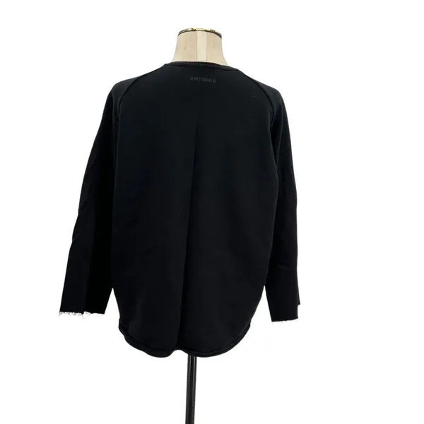 MSGM Black Multicolor‎ Logo Crewneck Sweatshirt Cotton Raw Hem Size Large - Image 8