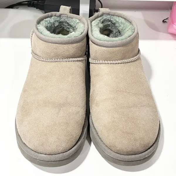 UGG Women’s Grey Sherpa Classic Ultra Mini Boot Size 8 - Image 2