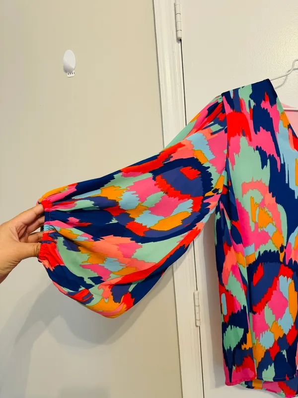 Free Spirit Colorful Ikat Blouse Size Large - Image 4