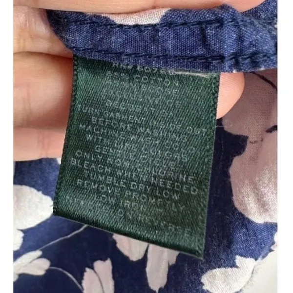 Lauren Ralph Lauren Womens Navy Floral Pajama Top‎ Sleep Shirt Monogram Small - Image 6