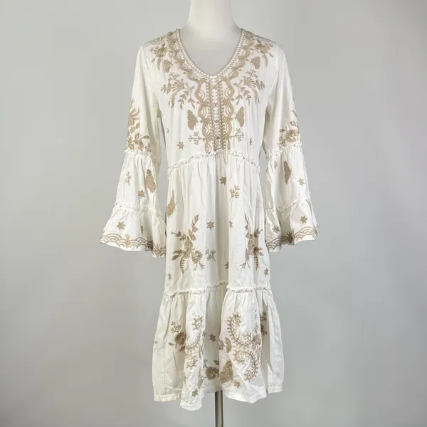 NWOT JOHNNY WAS Floral Embroidered Cotton V-Neck Knee-length Dress Size S - Image 2