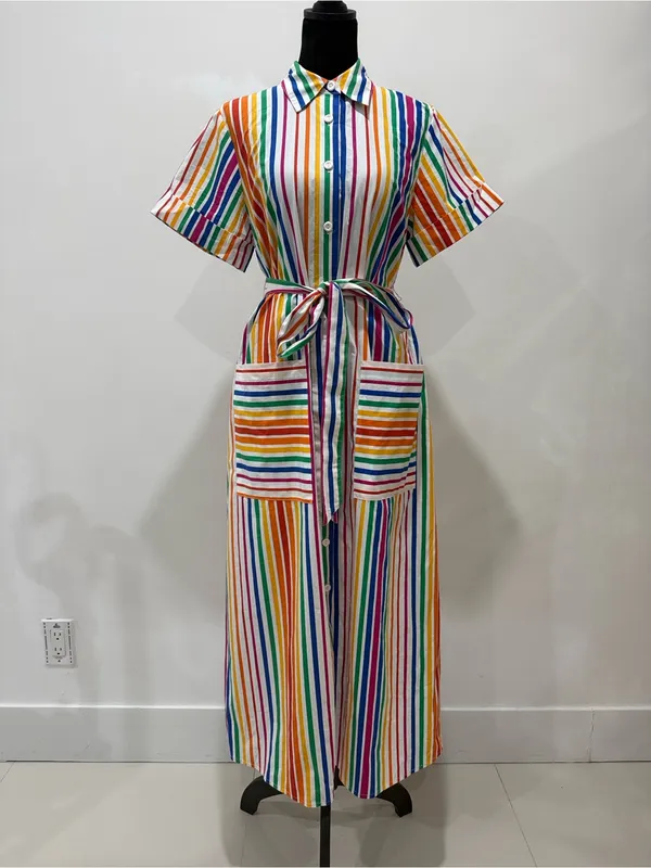 Christopher John Rogers for Target Rainbow Striped Short Sleeve Shirt Dress NWOT - Image 4