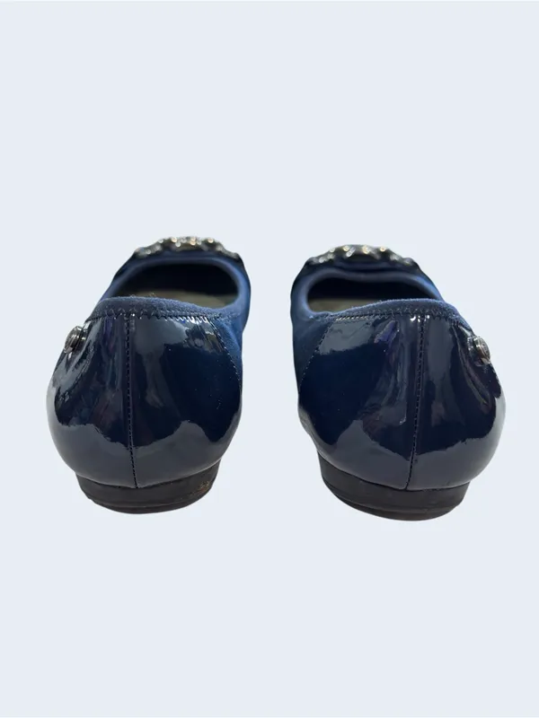 Anne Klein AK Sport Navy Ballet Flats Chain Accent Women’s Size 10M - Image 7
