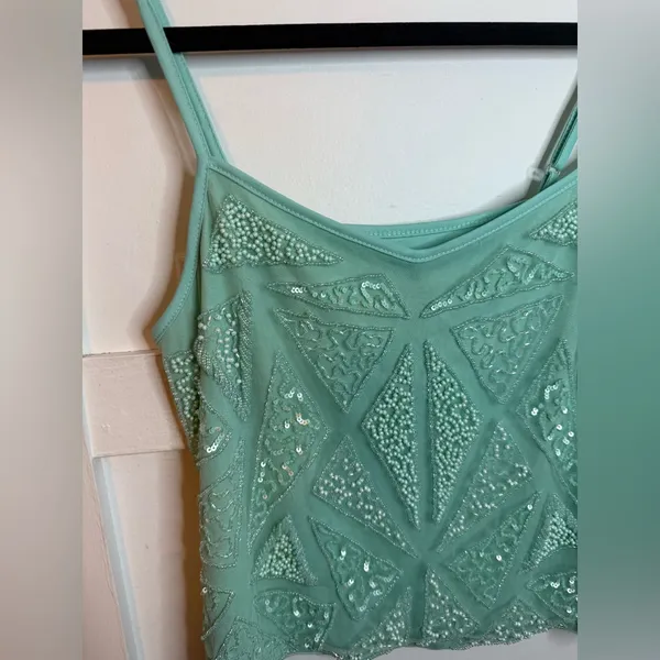 Nwt Forever 21 Aqua Beaded Y2K Cropped Camisole - Image 5