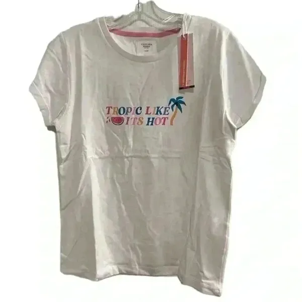 Chelsea Peers Women's XS Pajama Set‎ Tropic Like It's Hot in White and Pink - Image 3