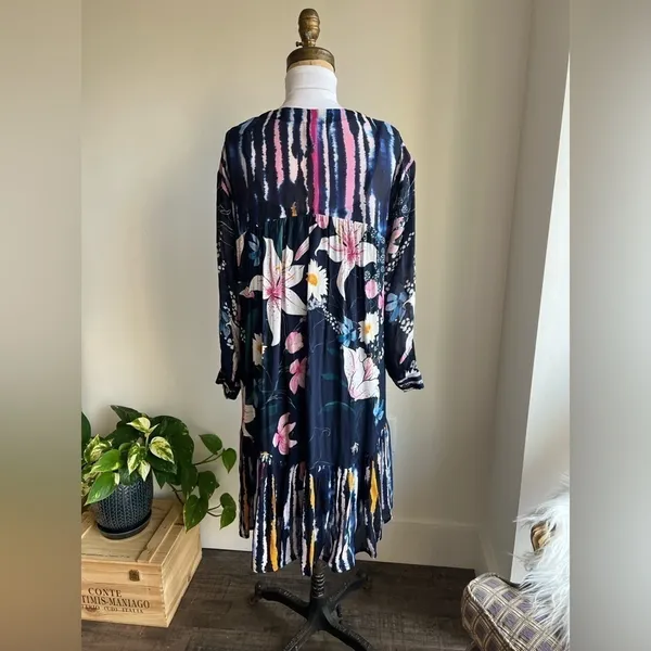 Anthropologie Bl^nk London Meridian Blue Drop Waist Long Sleeve Dress Women's XS - Image 6