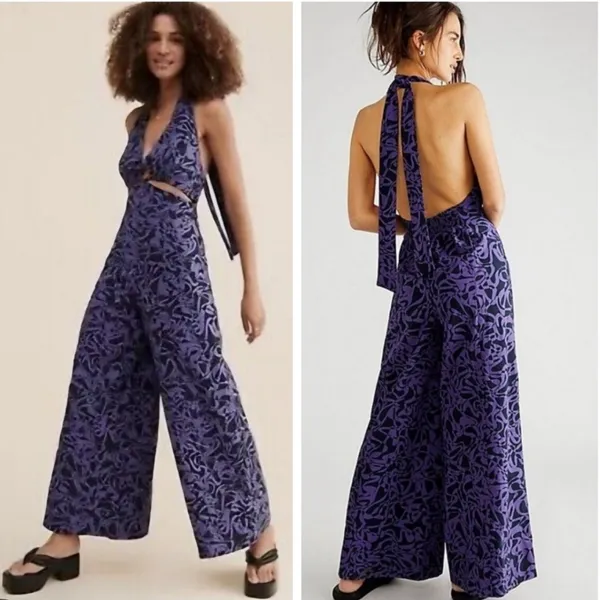 Free People Kira Cutout Jumpsuit - Green Blue - Image 3