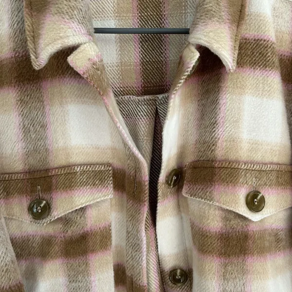 BP Long shacket Pink Brown Large plaid outdoor grandpacore granola camping - Image 4