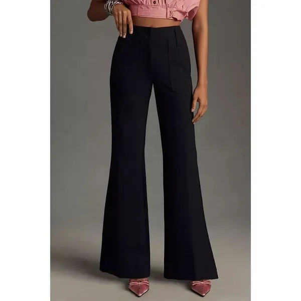 ✨Anthropologie Maeve The Naomi Ponte Wide-Leg Flare Navy Sz 4 Pants✨ - Image 5