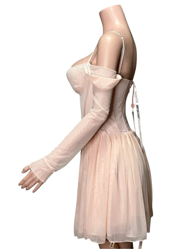 HOUSE OF CB Vivi Corset Mini Dress, Soft Peach, Small (Plus Cup & Long) - Image 6