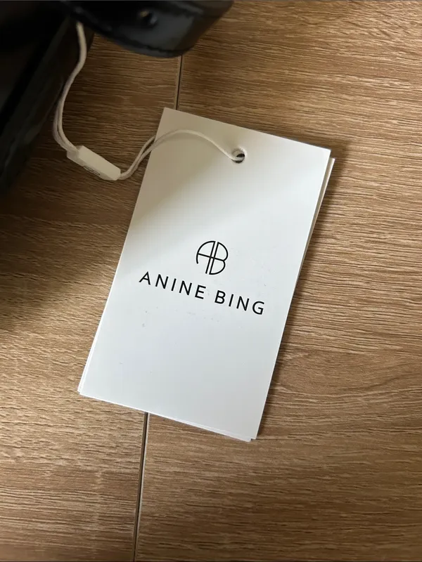 Anine Bing Black Leather Shoulder Bag with Gold Emblem - Image 2