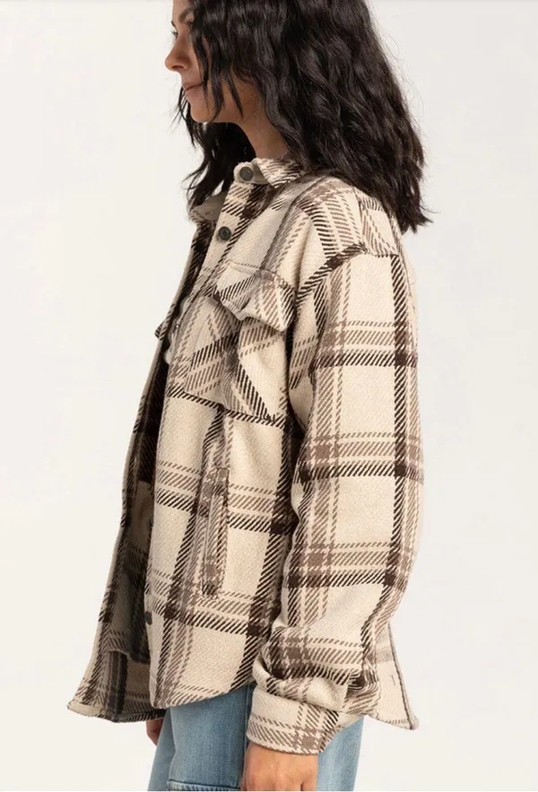 RSQ Womens Tonal Woven Plaid Shacket - Image 3