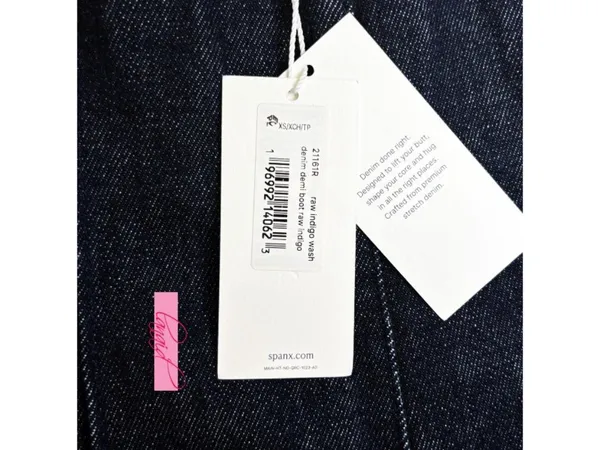 Spanx EveryWear Zero Waistband Micro Flare Jeans Raw Indigo High-Rise Seamed XS - Image 8