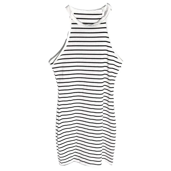 NWOT White Black Striped Ribbed High Neck Bodycon Mini Dress XS - Image 3