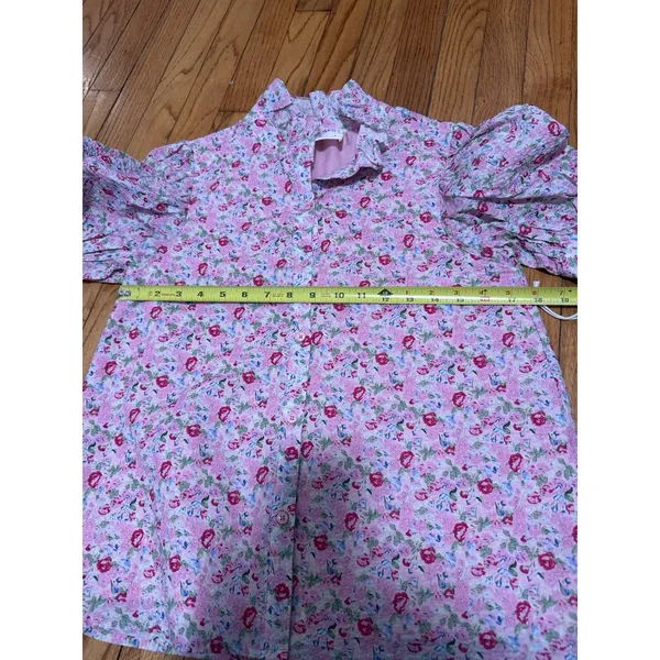 Hyacinth House Tuckernuck NWT Louisa Button Front Pink Multi Floral Blouse XS - Image 8