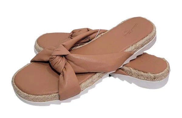 Universal Threads Warm Tan Dena Knotted Slip On Faux Leather Sandals Size 9 NWT - Image 11