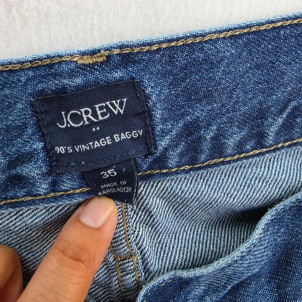 J. Crew 90s‎ Vintage Baggy Jeans Medium Wash Wide Leg Denim CL228 Womens 35 - Image 2