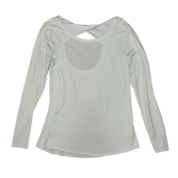 Athleta light blue oval open back long sleeve women’s size medium - Image 2