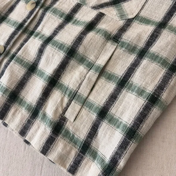 Zara‎ Womens XL Green Black Plaid Button Down Shacket Oversized Textured Jacket - Image 7