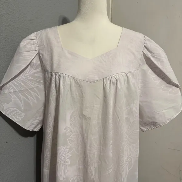 Fashion F&K Light Pink Tropical Floral‎ Muumuu Dress XL Puff Sleeve Night Gown - Image 5