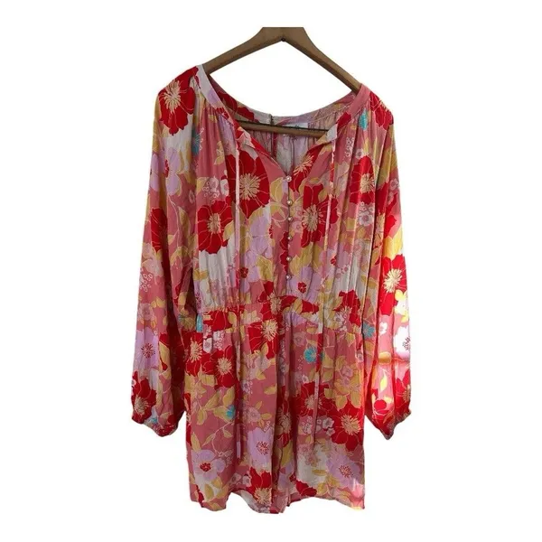 Emily Wonder Floral Long‎ Sleeve Romper, Large Cruise Wear - Image 3