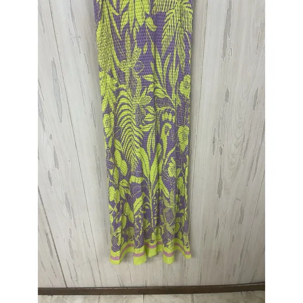 HTF Anthropologie x FARM Rio Knit Midi Dress Size Small Purple Motif - Image 4