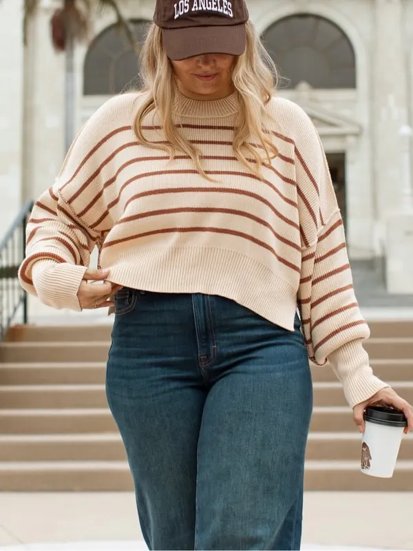 NEW CARLY JEAN LOS ANGELES CJLA Avila Cropped Sweater Green Stripe XL - Image 5