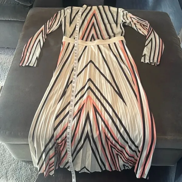 Women’s Long Sleeve Printed Casual Maxi Dress with Pleated Skirt Size M - Image 10