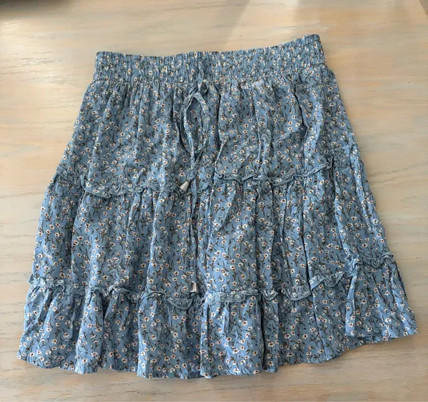 Blue Floral Mini Skirt - Image 2