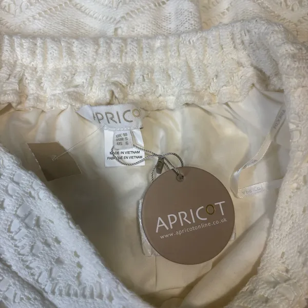 NEW APRICOT crochet lace maxi skirt with split in off white - Image 5