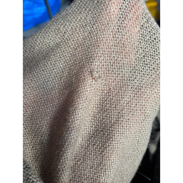 Neutral Taupe Beige Abstract Art Knit Shawl Wrap Poncho Scarf Lightweight‎ Layer - Image 10