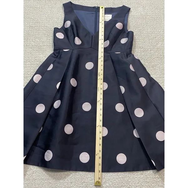 $448 KATE SPADE SPOTLIGHT V NECK BLACK & PINK POLKA DOT DRESS SIZE 8 A-Line - Image 11