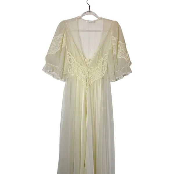 Val Mode Lingerie Vintage Peignor Set Ivory / Cream - Image 2
