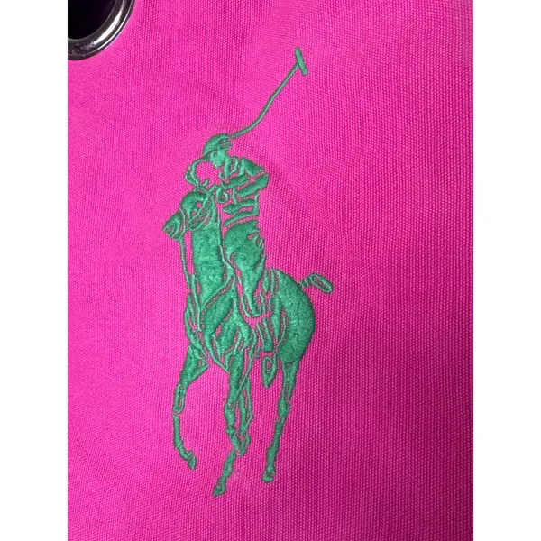 1980s–90s Ralph Lauren Polo Canvas Tote Bag Pink Blue Big Pony Cotton Carryall - Image 3