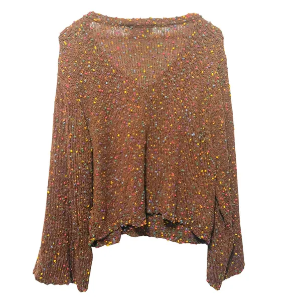 Judith‎ March Women Sweater M Brown Multicolor Popcorn Knit Boho Retro Y2K Indie - Image 2