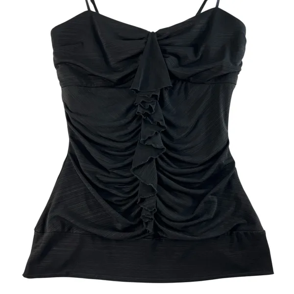 Vintage Y2K Takara L Large Babydoll Top Ruched Ruffle Tank Whimsygoth Goth Fairy - Image 2