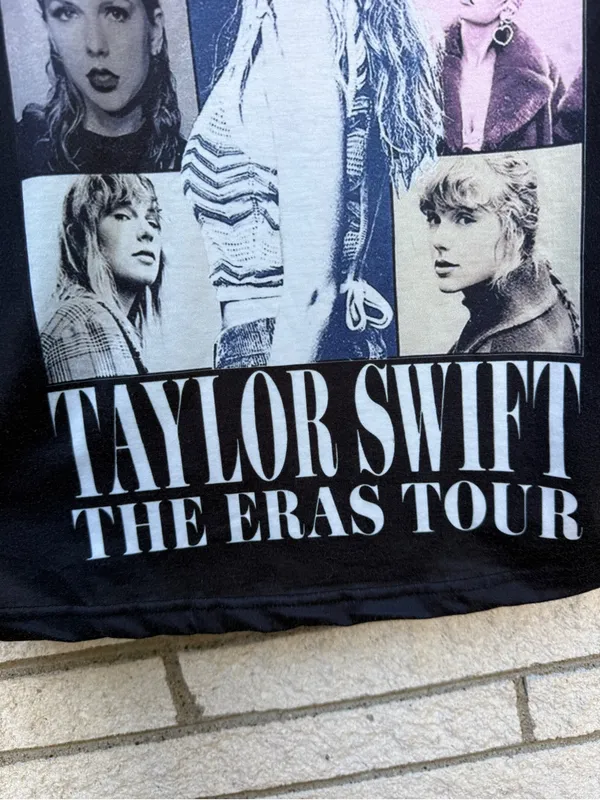 Taylor Swift Black Multicolor Photo Grid V-Neck Tee - Image 2
