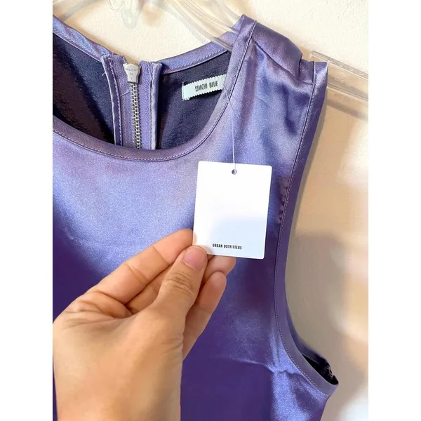 Urban Outfitters Kimchi Blue Satin Shift Mini Dress Purple Size Small NEW - Image 6