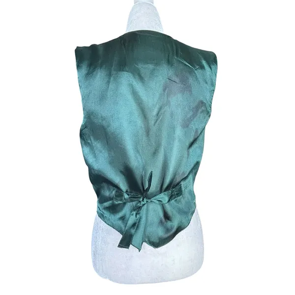 Vintage Scully Western‎ Embroidered Leather Vest Green Suede Boho Cowgirl Small - Image 4