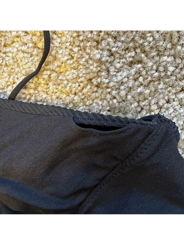 H&M Black Ribbed Triangle Bikini Top Size 6 - Image 5