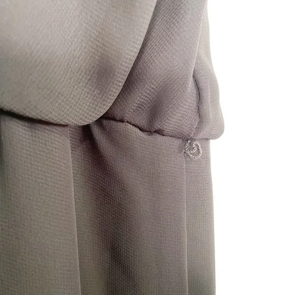 Nouvelle Amsale Drew Gray Chiffon Ruffle Wrap Spaghetti Strap Slip Dress Size XL - Image 10