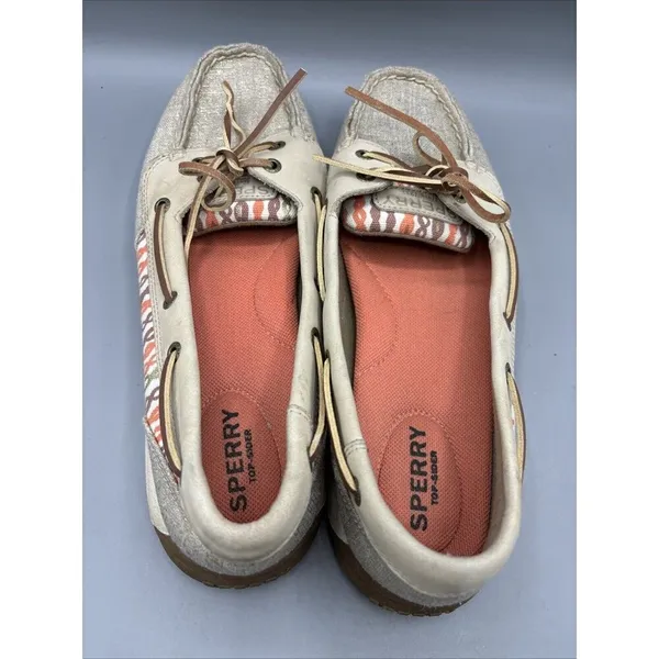 Sperry Top Sider Women's Boat Shoes Loafers Sz 9 Tan Orange Casual‎ - Image 5