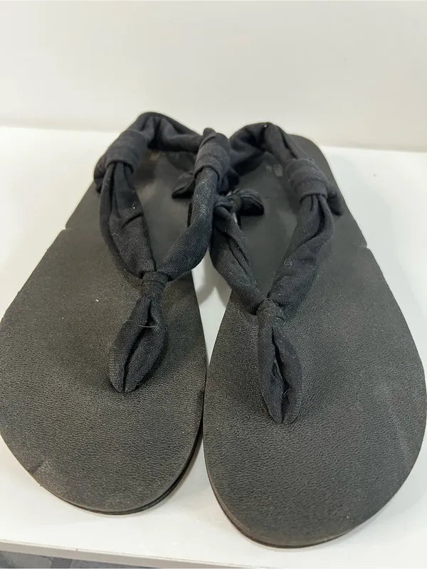 Sanuk Yoga Sling Ella Black Knotted Fabric Boho Sandals - Image 4