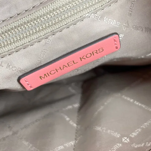 Michael Kors Emilia Large Pebbled Leather Tote Bag Grapefruit Pink Buckle Accent - Image 7