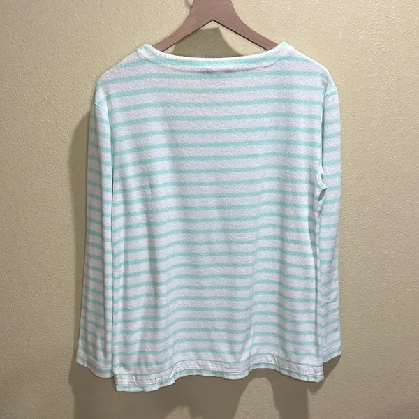 Vineyard Vines Medium Light Green Striped Terry Cloth Swim Cover Up Shirt - Image 4